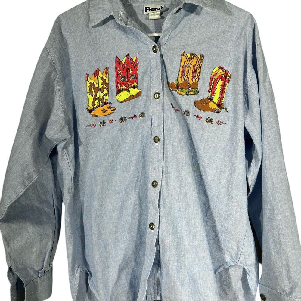 Vintage Western Country Button Down shirt boots small